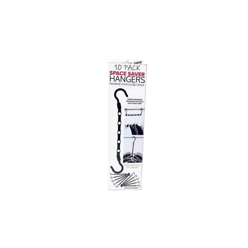 10 Pack Space Saver Hangers Magic Closet Organizer Black Plastic Garment Hooks